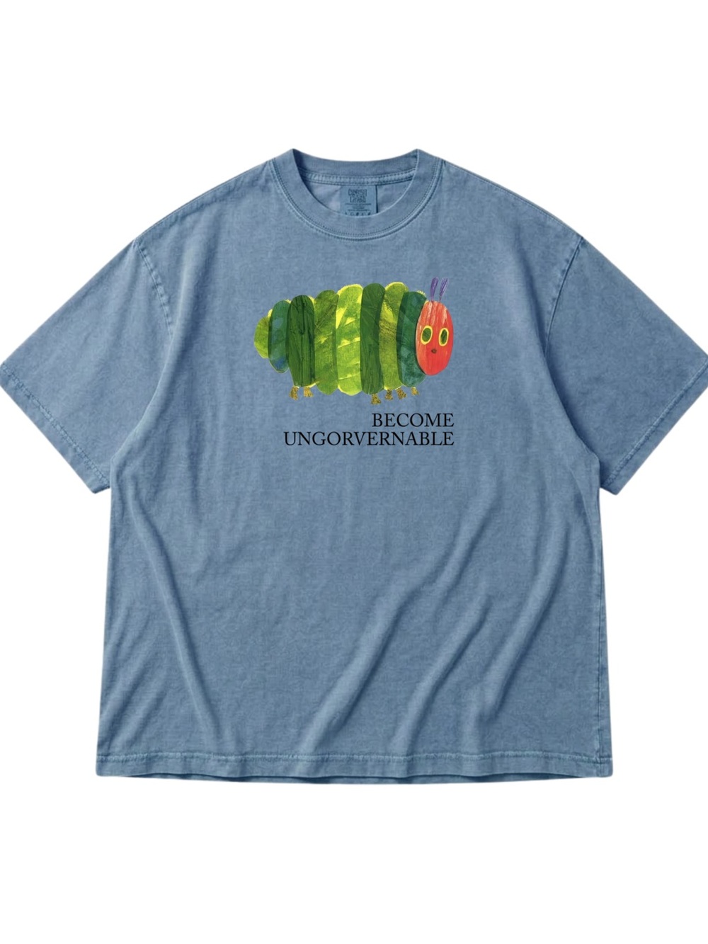 Comfort Colors Light Blue Short-Sleeve Tee with Colorful Caterpillar Graphic